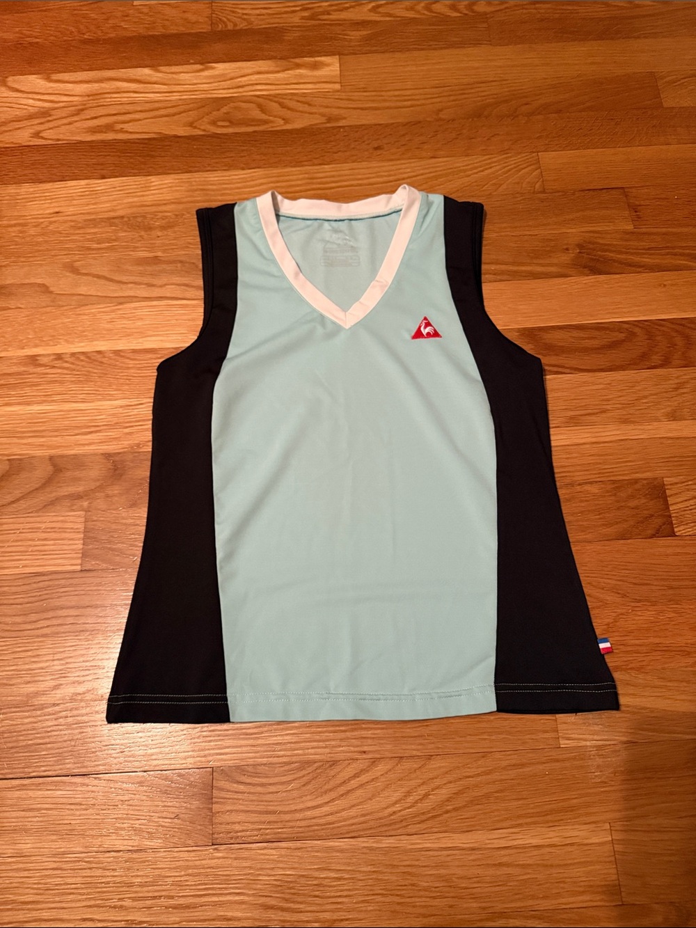 Le Coq Sportif Mint and Black V-Neck Athletic Tank